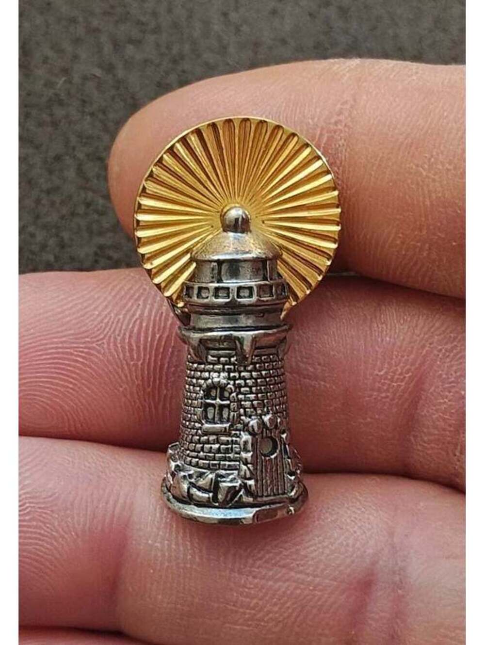 1990s Avon Lighthouse Two Tone Pin